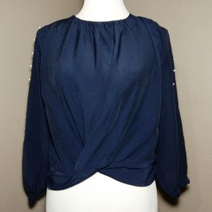 2/$10 SALE! Zara Twist Blouse W/ Pearl Sleeve